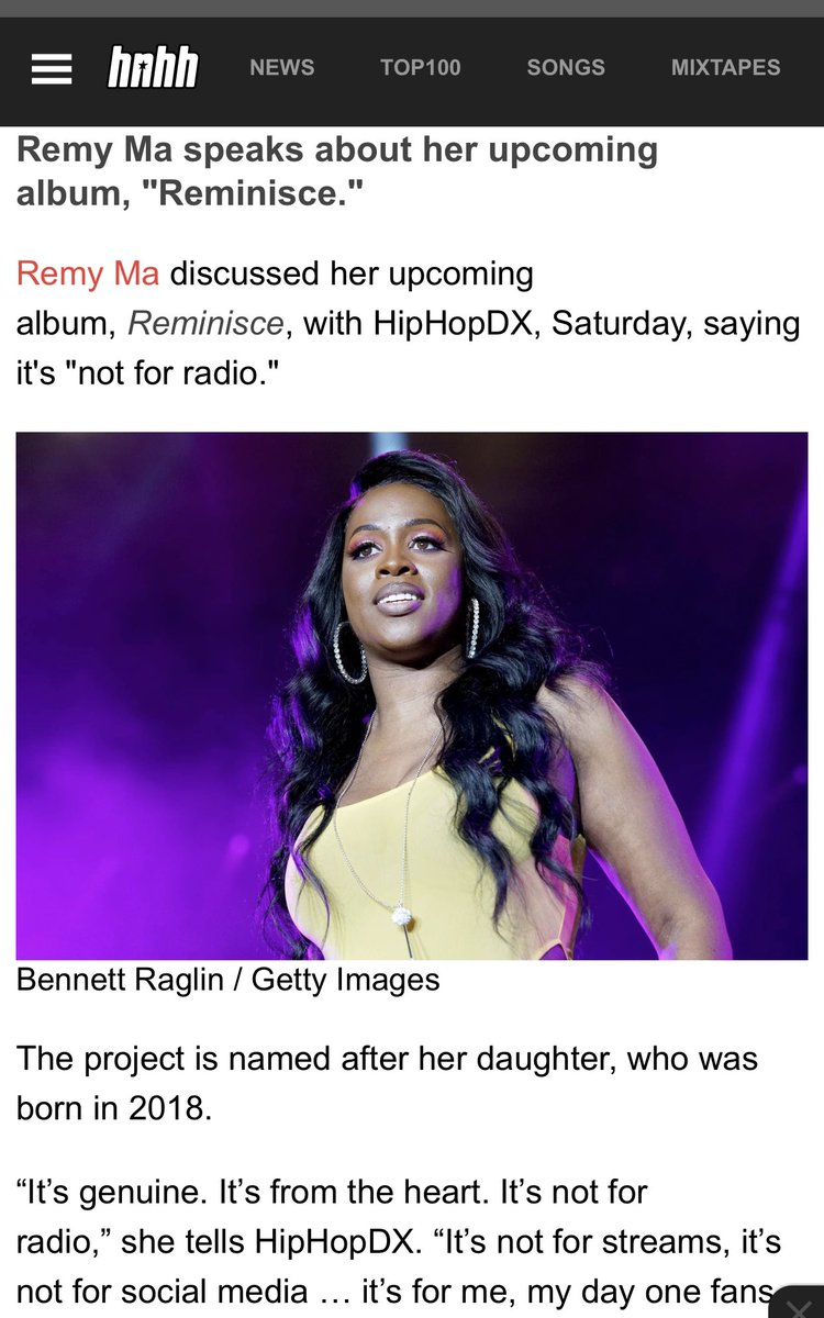 2020: May - Remy Ma tells HotNewHipHop dot com that her long awaited 2nd album “Reminisce” (previously titled “7 Winters and 6 Summers”) is not for radio and should be out later this year.