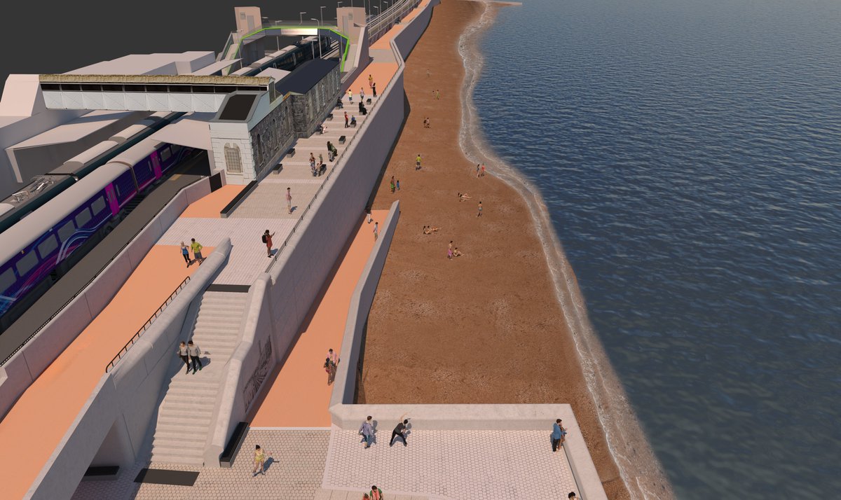 Clinnick1's tweet photo. Plans for for the next stage of the new Dawlish Sea Wall have been unveiled by @networkrailwest including more protection for the station. https://t.co/HGSlA7LQKG