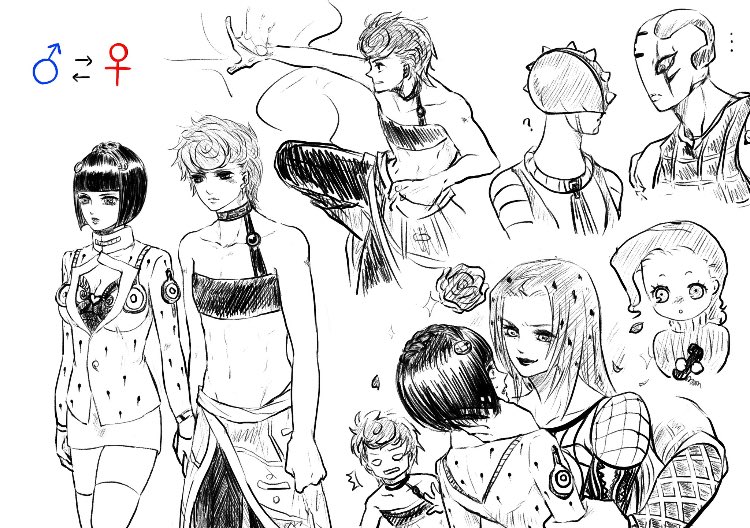 トレノさん(@RobRoy5757)が描いてくれました性別逆転ブチャトリ(トリブチャ?)とボスブチャ♀(女体化百合)絵です💕違和感がまったくなくて素晴らしい😇💕 https://t.co/ncHA9J6Lpf
