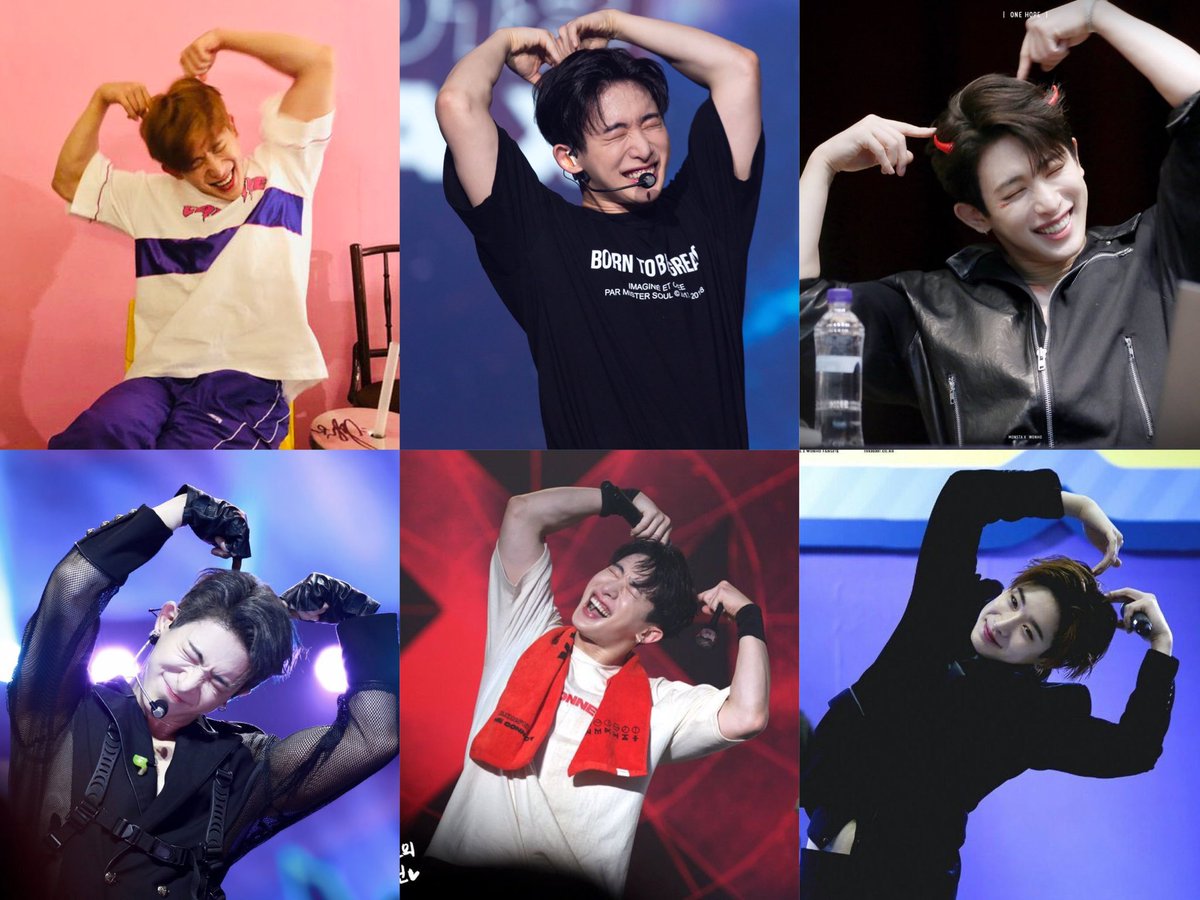 showhosbby's tweet photo. monsta x and their signature pose https://t.co/R7oJNKYNYy