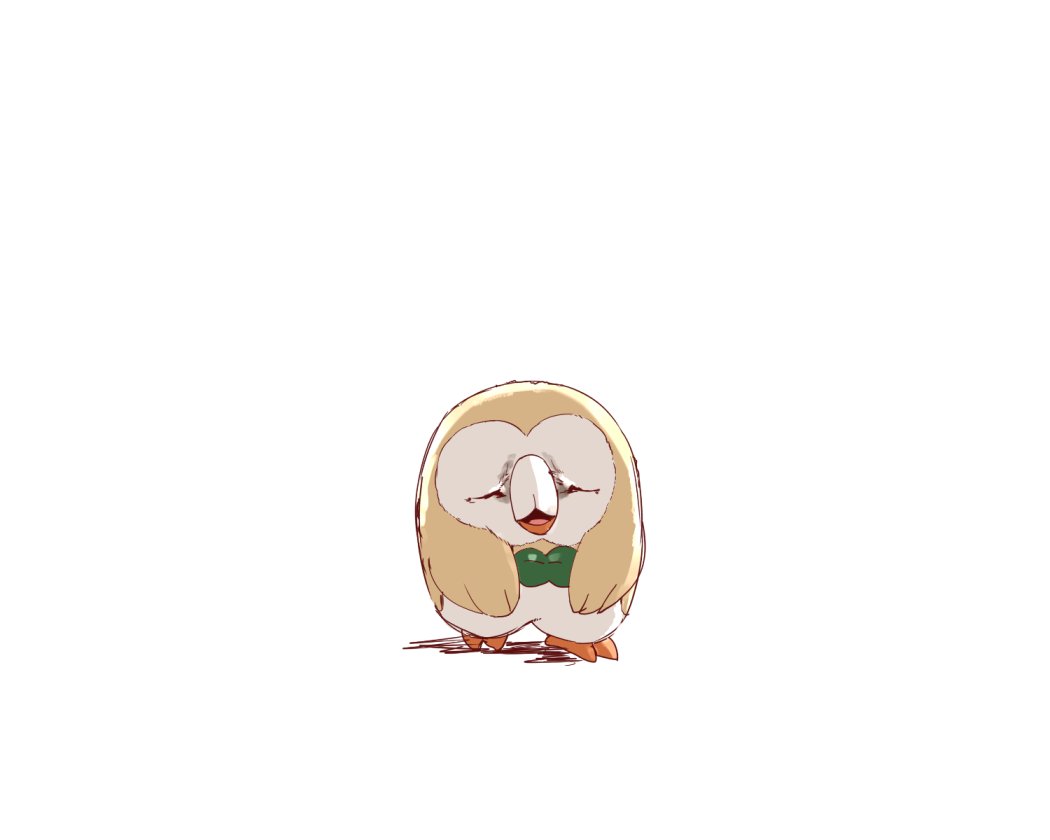rowlet no humans pokemon (creature) solo white background closed eyes animal focus standing  illustration images