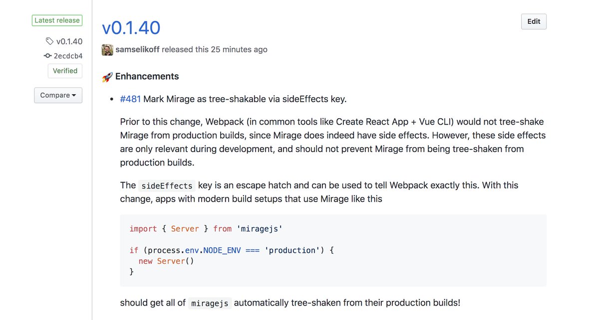 miragejs's tweet photo. Two new releases this week – tree-shaking + better types!

https://t.co/gIWsXl28br https://t.co/2JOF1vZp5N
