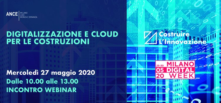 Nell'ambito di <a href="/MI_DigitalWeek/">Milano Digital Week</a> #AssimpredilAnce organizza con #CRESME e <a href="/unibs_official/">Università degli Studi di Brescia</a> un #webinar il 27 maggio per parlare di #digitalizzazione e #cloud per le #costruzioni: opportunità per imprese, progettisti e stazioni appaltanti. portale.assimpredilance.it/eventi/digital…