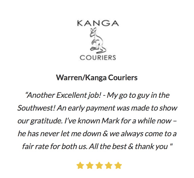 Thanks for the great review KANGA COURIERS