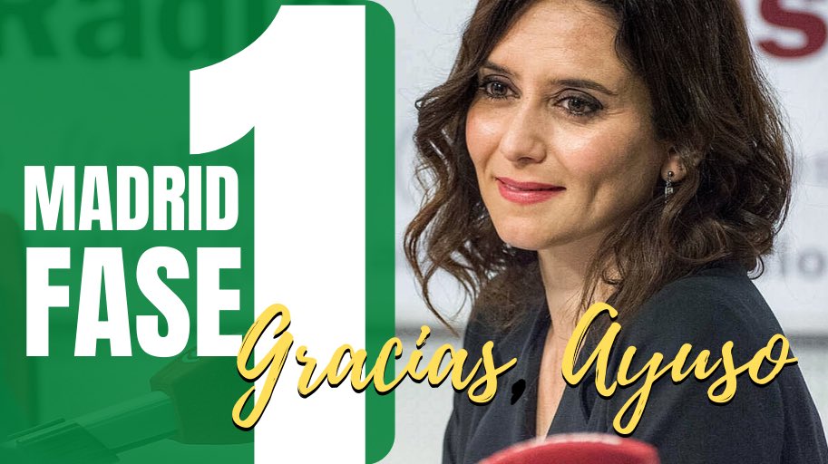 WinSmith1984_'s tweet photo. Ha hecho falta que la señora Ayuso acudiese al Supremo para que, curioso, Madrid cumpliese exigencias para la FASE 1.

En mi opinión se han demostrado dos cosas:

* Mantener Madrid en fase 0 era decisión política.

* Ayuso tiene lo que hay que tener.

#GraciasAyuso #Fase1madrid https://t.co/YGJ4jAe4qb