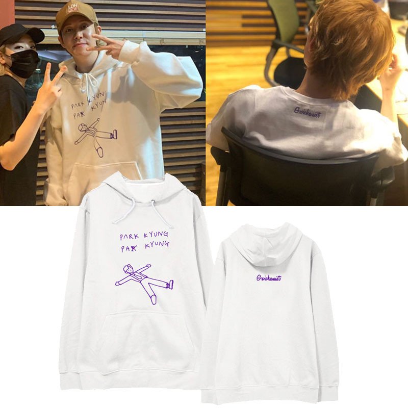 Ateez's San and Wooyoung wore Park Kyung's merch from "Gwichanist" In one of thir Vlives @blockb_official  @ATEEZofficial