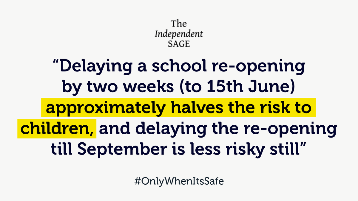 [1 of 6] Today  @IndependentSage released the science that confirms teachers, parents and schools have been right on wider reopening of schools.It's not safe to open schools on 1 June.Email your MP now:  https://neu.org.uk/write-your-mp  #FollowTheScience  #Covid19  #OnlyWhenItsSafe