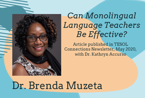 SecEdKU's tweet photo. Sec Ed's Dr. Brenda Muzeta recently published an article titled "Can Monolingual Language Teachers Be Effective?" in the May 2020 TESOL newsletter with Dr. Kathryn Accurso!

Read the article here: https://t.co/L4vhHStLDG https://t.co/6TY3QkVAoE