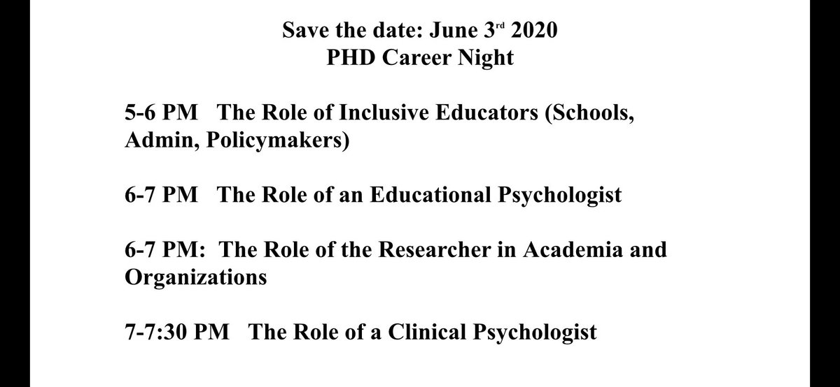 Save the date! Our department will be hosting an online Careers evening on the 3rd of June. More details to follow nearer the time, but here is an overview for now... #Careers #Research #EducationalPsychologist #Education #ClinicalPsychologist