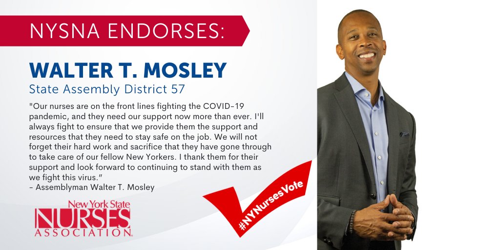 nynurses's tweet photo. .@WalterTMosley has a track record of advocating for Brooklyn communities—helping to make sure that safety net hospitals remain #Open4Care, and addressing the social determinants of health, such as affordable housing and criminal justice reform. #2020election #NYPrimary https://t.co/DjyI9WuWsF