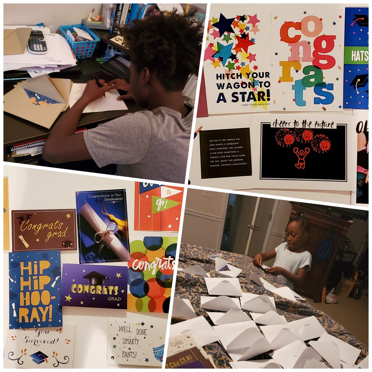 DeuceHands's tweet photo. While quarantining my sister and I still found time to celebrate 2020 graduating seniors that are homeless or in foster care. 100 graduation greeting cards donated. #teamdeucehands #ExpectExceptionalHCS #BetterTogetherHenry  #henrycountyschools #communityservice https://t.co/olz6Yuw7RZ