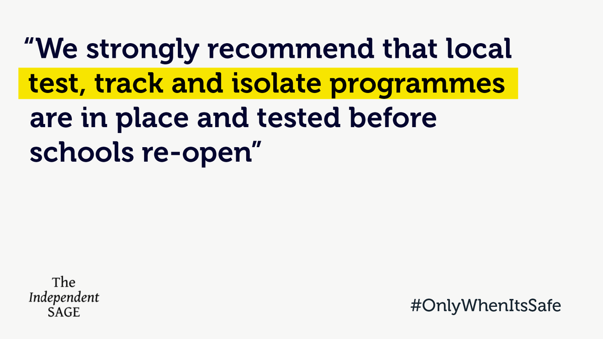 [2 of 6] We need test, track and isolate programmes properly up and running ASAP, and BEFORE schools open more widely. #FollowTheScience  #Covid19  #OnlyWhenItsSafe