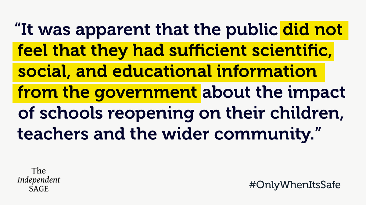 [4 of 6]  @BorisJohnson must now open up and build public confidence in plans for the wider opening of schools. Parents & educators are united in wanting the best for their children. Parents need to be able to make informed choices. #FollowTheScience  #Covid19  #OnlyWhenItsSafe