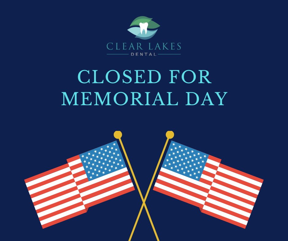 ClearLakesMN's tweet photo. In observance of Memorial Day, our offices will be closed on Sunday, May 24 - Monday, May 25. We will resume normal business hours on Tuesday, May 26th.🇺🇸 https://t.co/smaYy5Rv5s