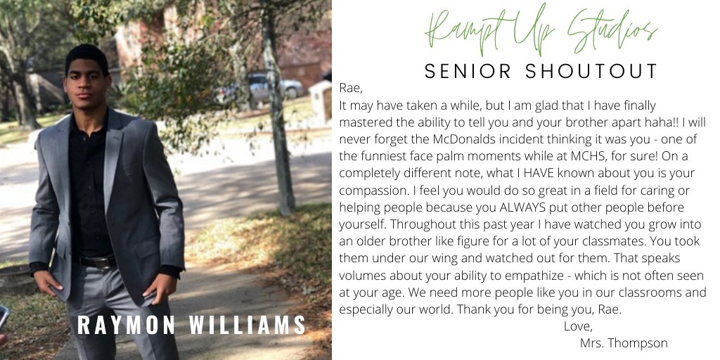 Last but DEFINITELY not least, give it up for our Mr. Raymon Williams!!