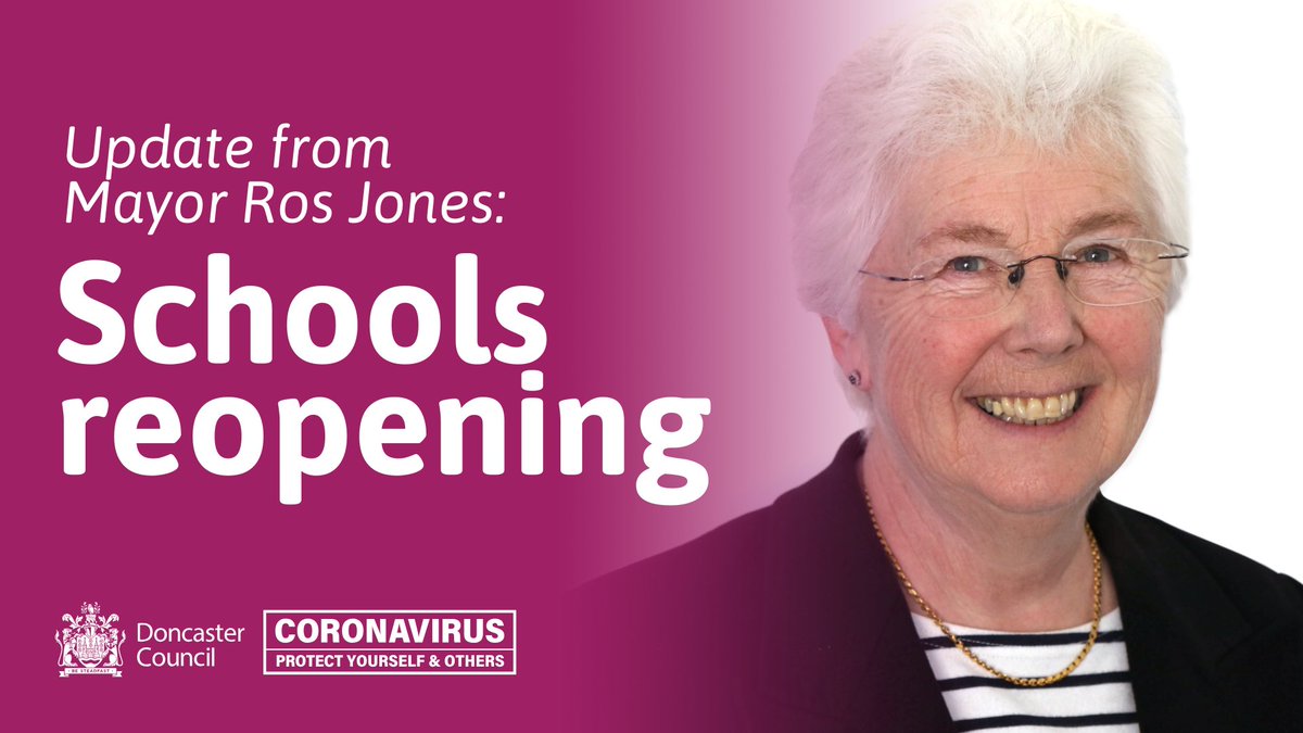Doncaster Mayor  @MayorRos has recommended that schools and nurseries in Doncaster should not reopen on 1 June.The decision comes after discussions with schools, trade unions and parents/carers.