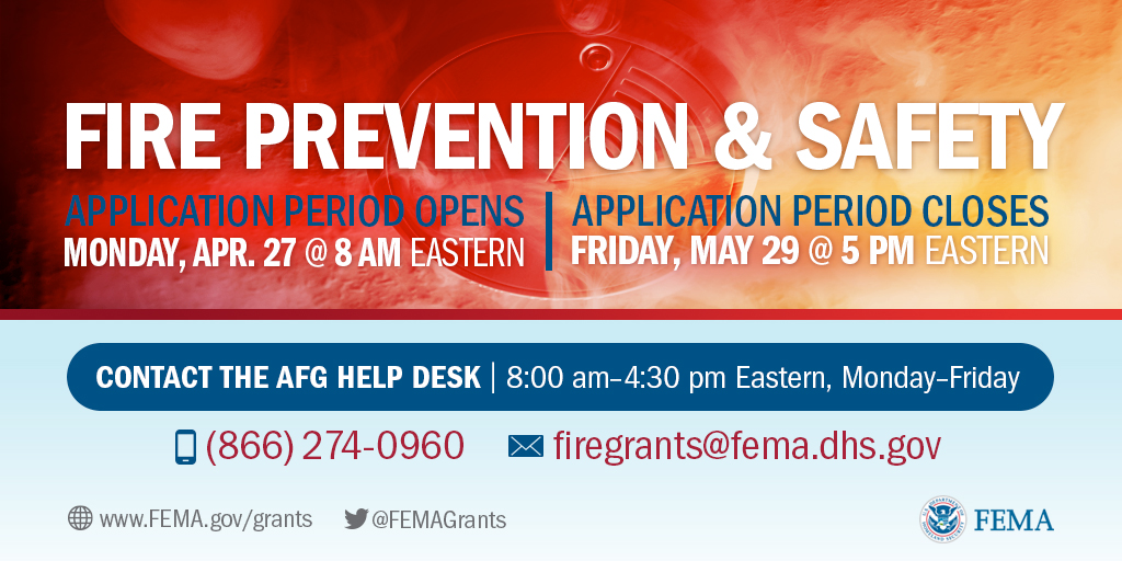 FY Prevention Safety FP Grants application period closes Friday Eastern
