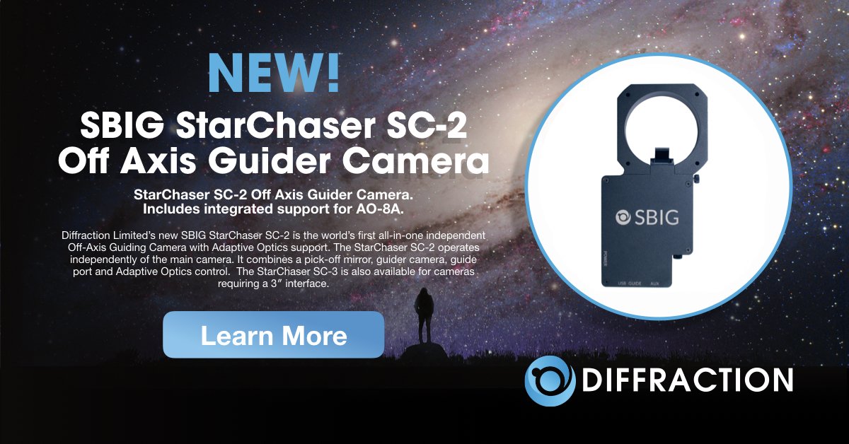 DiffractionSBIG's tweet photo. Diffraction Limited’s new #SBIG #StarChaser SC-3 is the large 3-inch version of our StarChaser SC-2, world’s first, all-in-one independent Off-Axis Guiding Camera with Adaptive #Optics support. Learn more: https://t.co/WXxvuayThS #CameraHardware #Deals #AstroPhotography https://t.co/G26blmFhjw