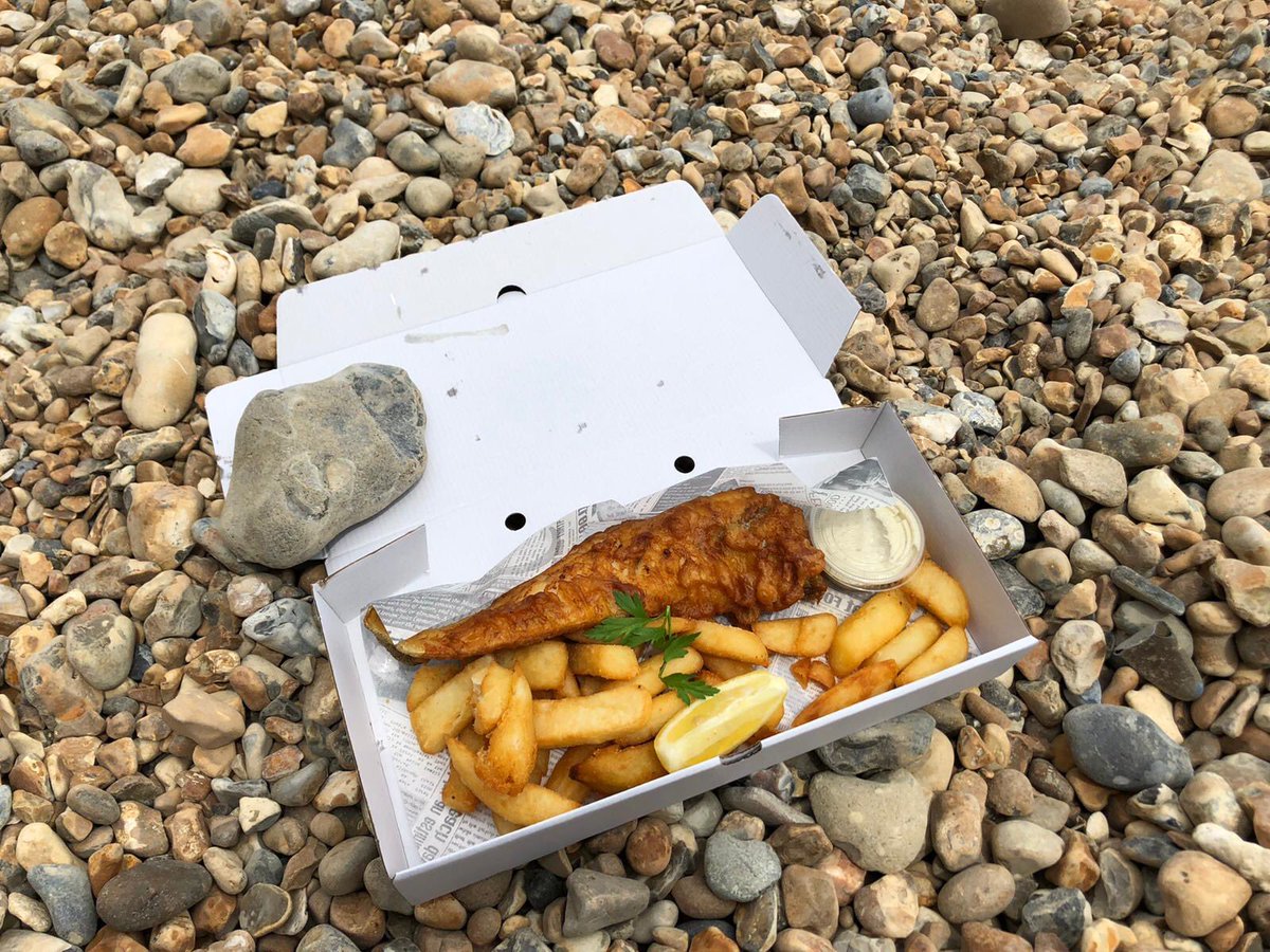 An enjoyable take-away lunch from one of our favourite restaurants, ⁦<a href="/TheBeachDeck/">The Beach Deck</a>⁩
What can be better than sitting on the beach eating the best fish &amp; chips in the south east?
Just a thought....