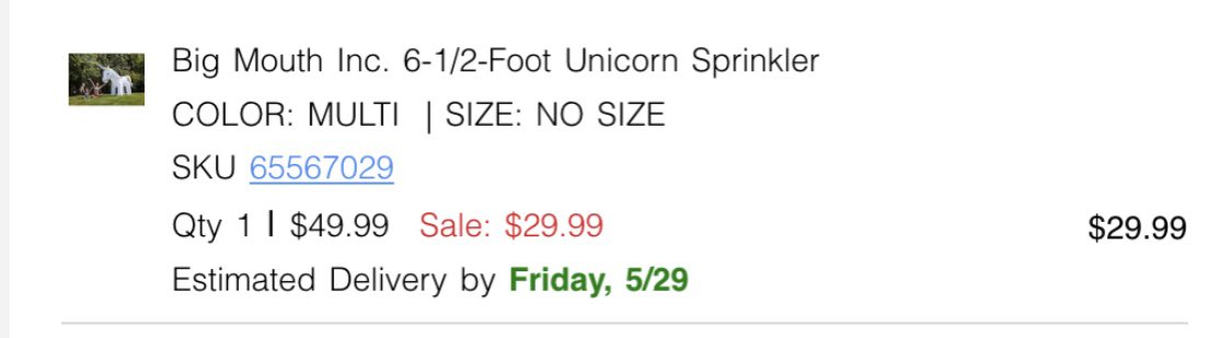 barnesy2119's tweet photo. My girlfriend wanted a giant unicorn sprinkler for the backyard. I did not. So we compromised... https://t.co/KfpE7fA8mE
