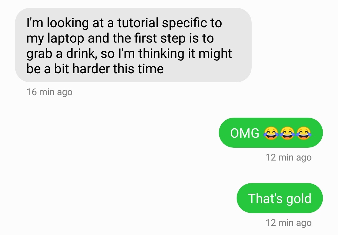 emchurchman's tweet photo. If this doesn't exactly describe everything we have to do to get a Linux system on our laptops idk what does #grabadrink #its9am https://t.co/reXs7Kt97M