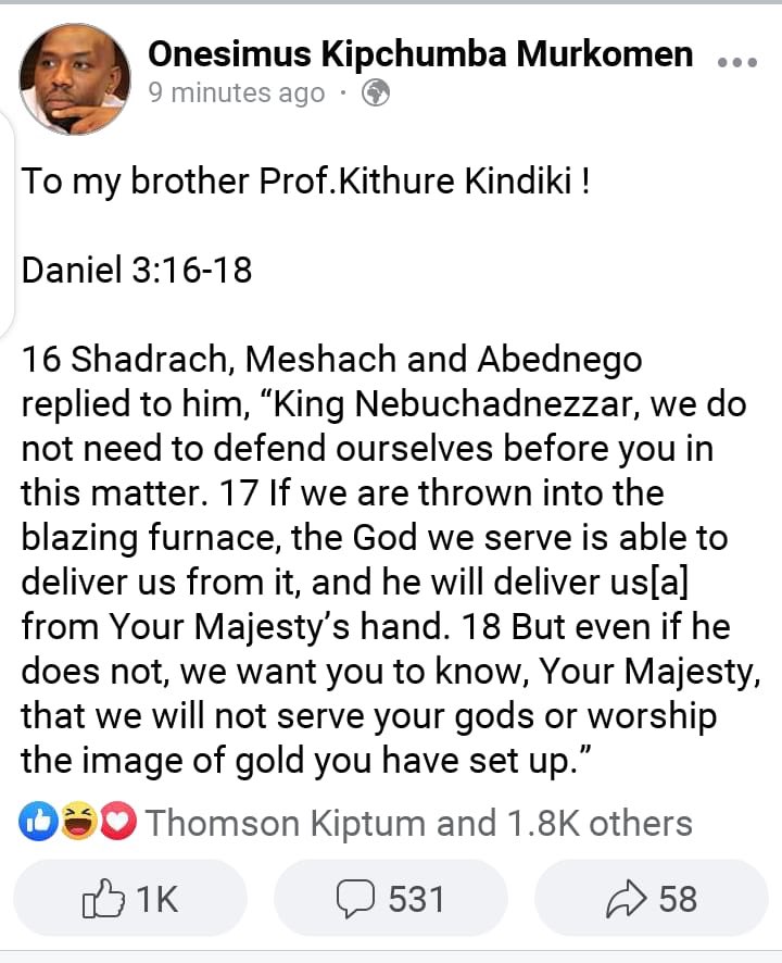 To my brother Senator Prof.Abraham Kithure Kindiki!