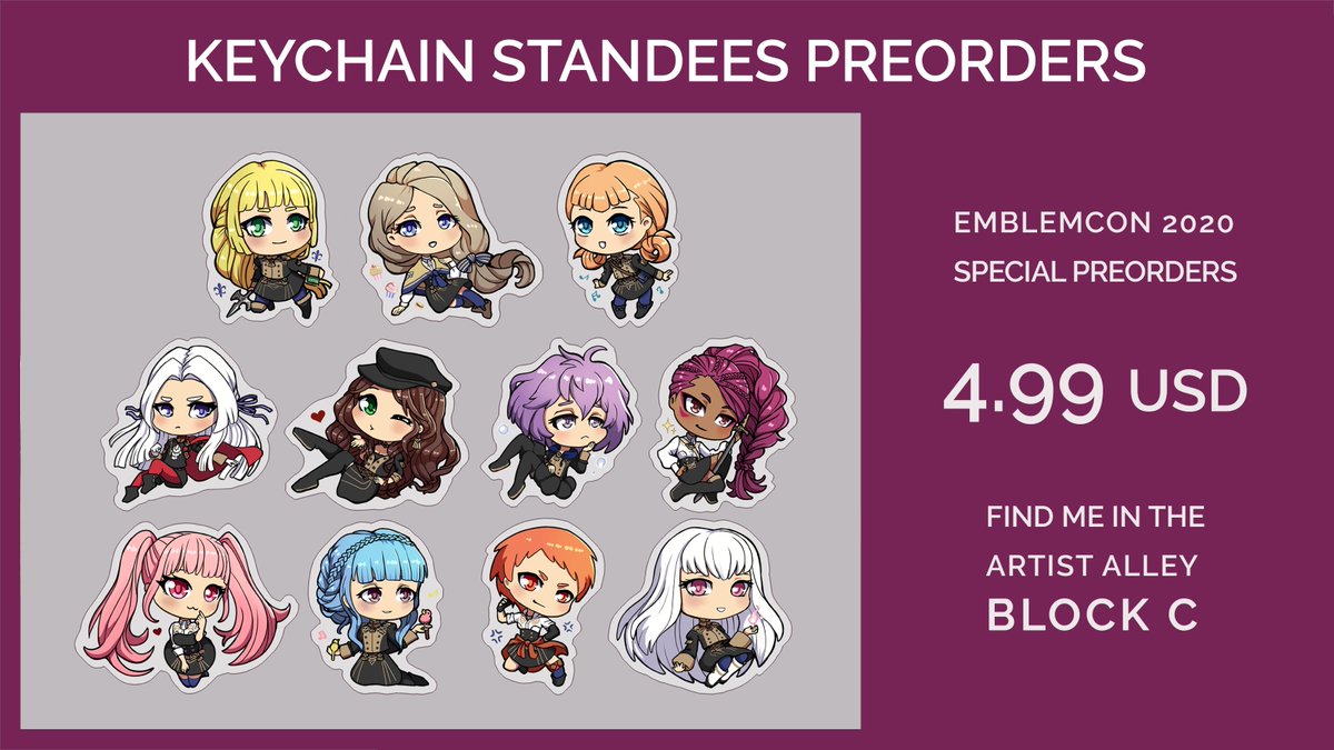 nerineaArt's tweet photo. ✨OFFICERS ACADEMY GIRLS PREORDERS ✨
@emblemcon2020 special! Come to my channel/stand in the block C to get these versatile keychain standees!
THIS WEEKEND ONLY!
10am - 6pm PST
@FEMerchs #FEmerch #FireEmblem #FireEmblem3Houses #FEmerch #FEpreorders https://t.co/SVWKXqqRgv