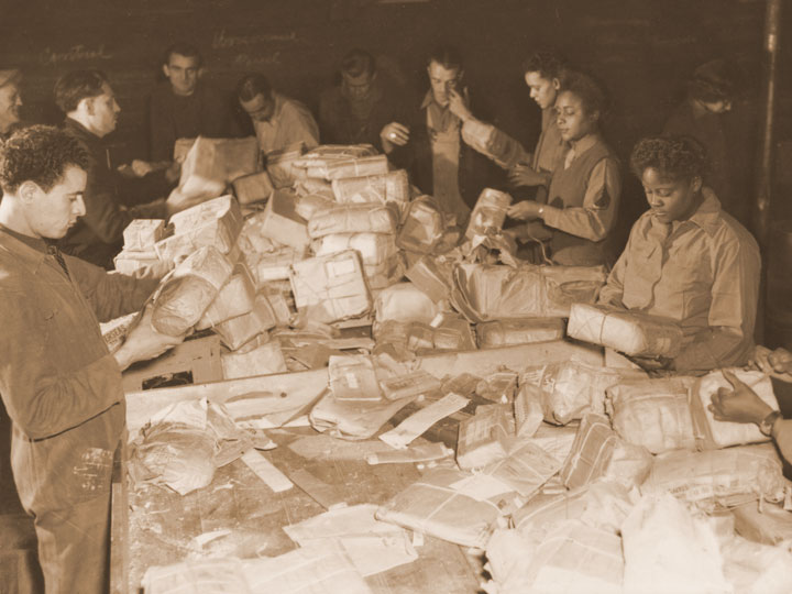 smithsonian's tweet photo. The 6888th was the only battalion of African American women to go overseas during World War II. Our @PostalMuseum shares how they carried out the important task of delivering mail: https://t.co/U1arkwaJC6 #BecauseOfHerStory #HiddenHerstory #MilitaryAppreciationMonth https://t.co/3vwvEHa79W