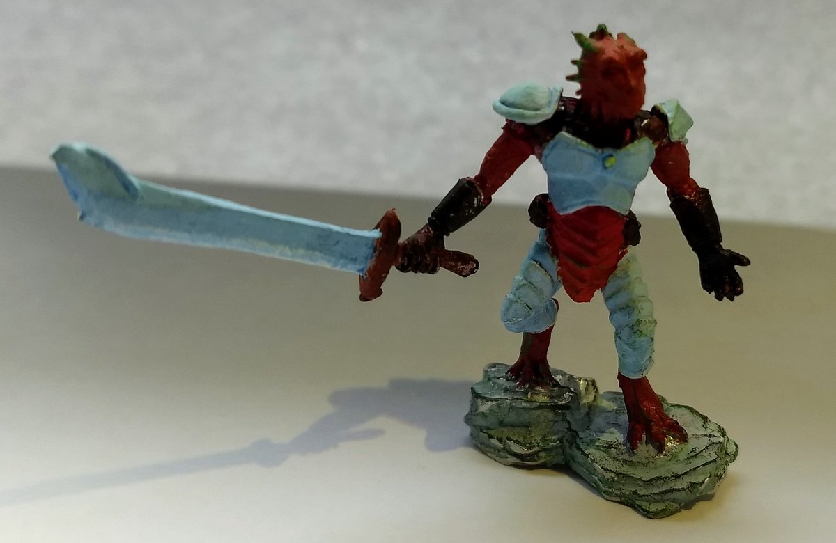 Madth333's tweet photo. Good morning #DnD #ttrpg #ArtistOnTwitter and the #WritingCommunity!
Last night I (mostly) finished, and then this am I HAD to FINISH...
My first ever @reapermini!
And just over a month into my #miniaturepainting journey...
#Dragar
... He now needs a base lol https://t.co/bEo2lauXRU