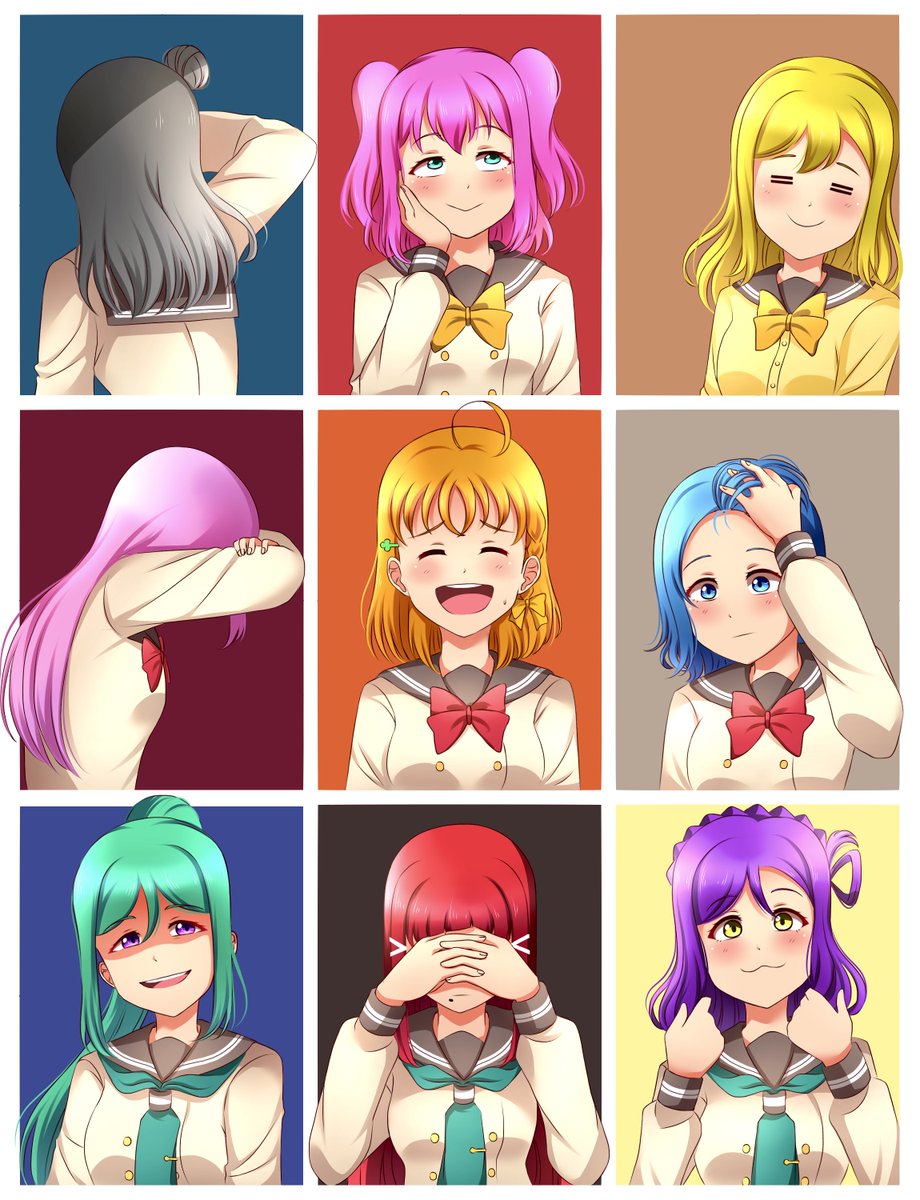 Aqours but I switched their image and hair colors~ 