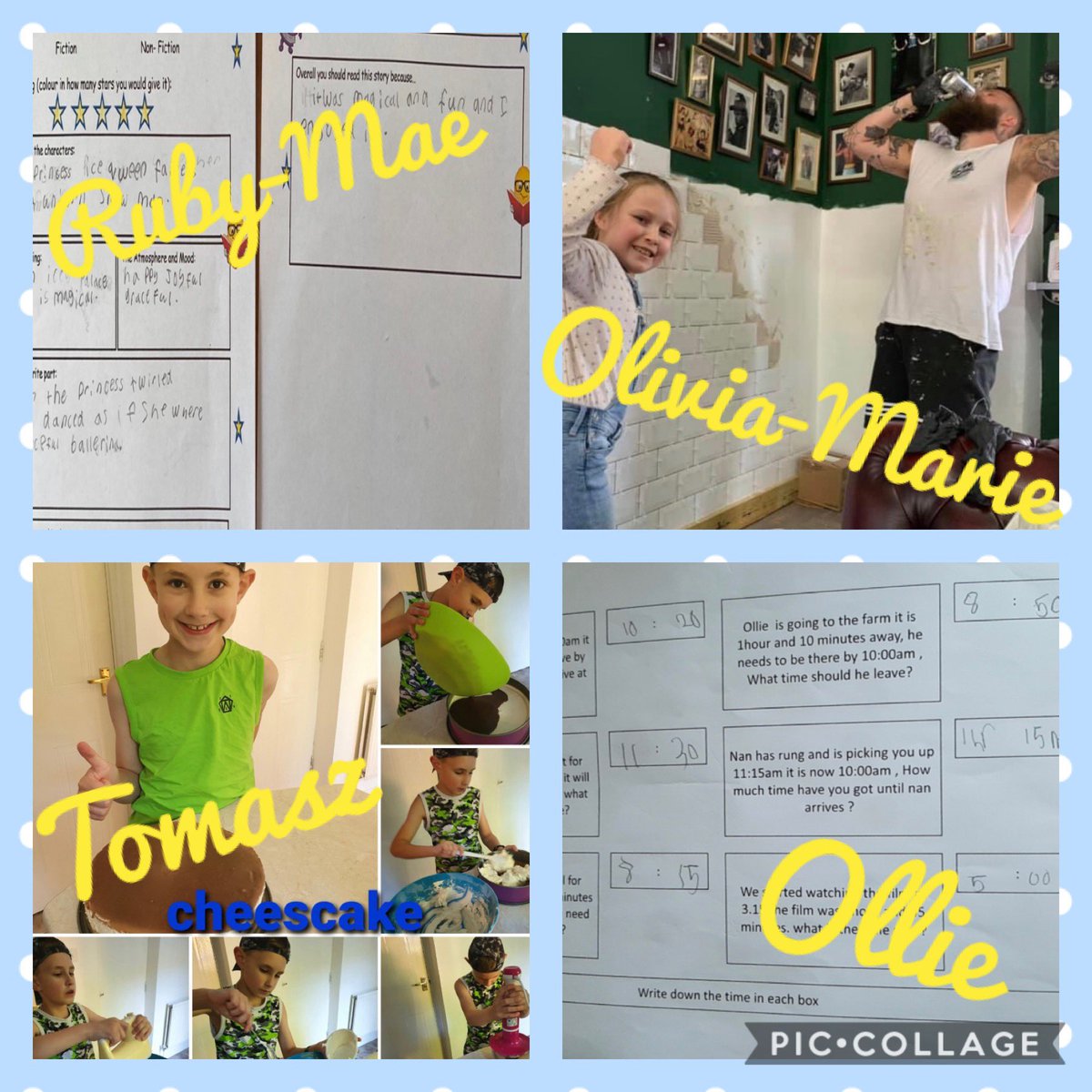 McclymontMiss's tweet photo. Week 5 - Home learning this week has been super 🌟Another week of brilliant effort put in by the children with some fantastic work being uploaded to seesaw. Now for a well deserved half term rest and recharge 🌈😊 #homelearning #StayHomeStaySafe https://t.co/EvC9jS3Kut