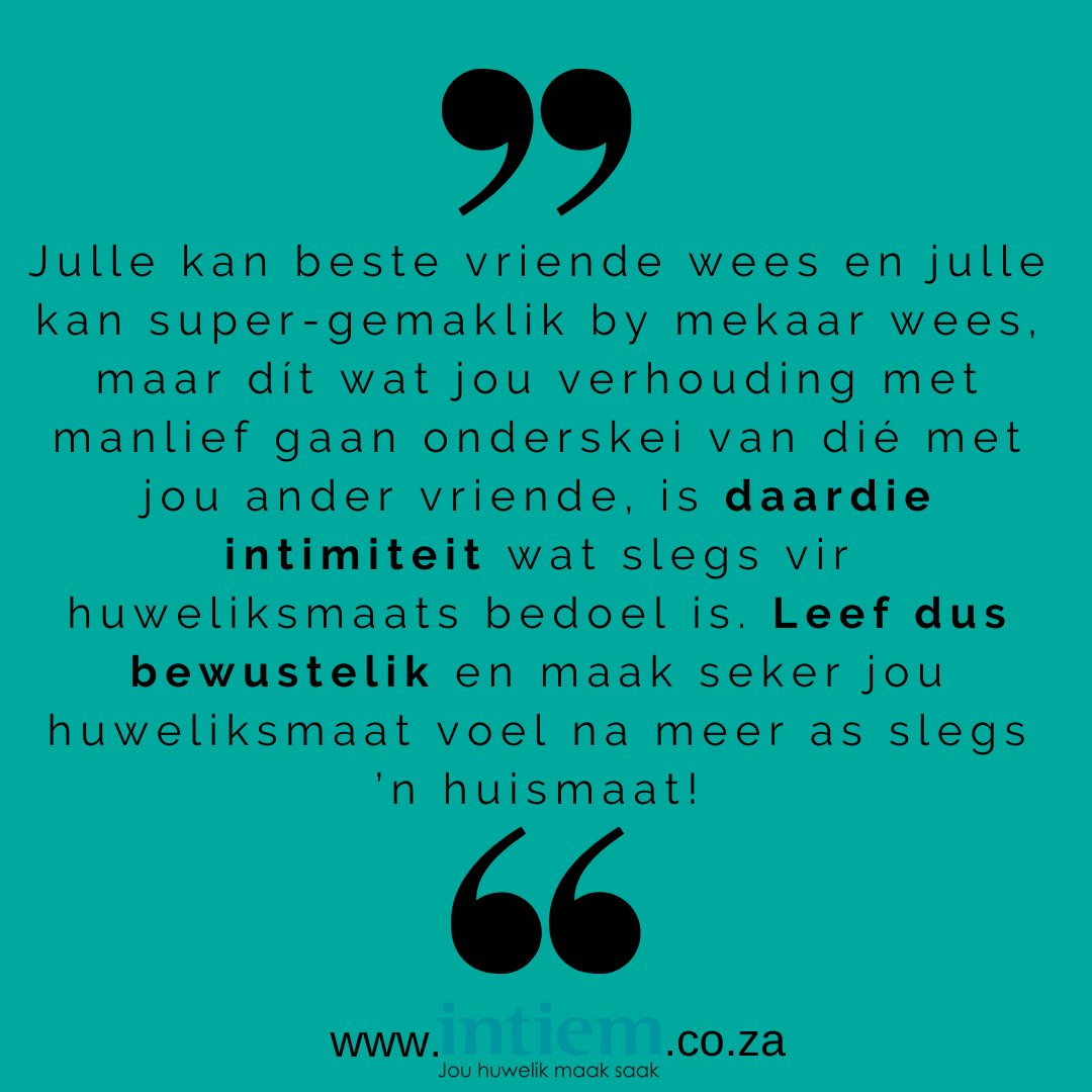 INTIEMhuwelik's tweet photo. Maak seker jou huweliksmaat voel na meer as slegs 'n huismaat!
#JouHuwelikMaakSaak #GedugteSpan #huwelik #getroud https://t.co/llz4d7Zo6T