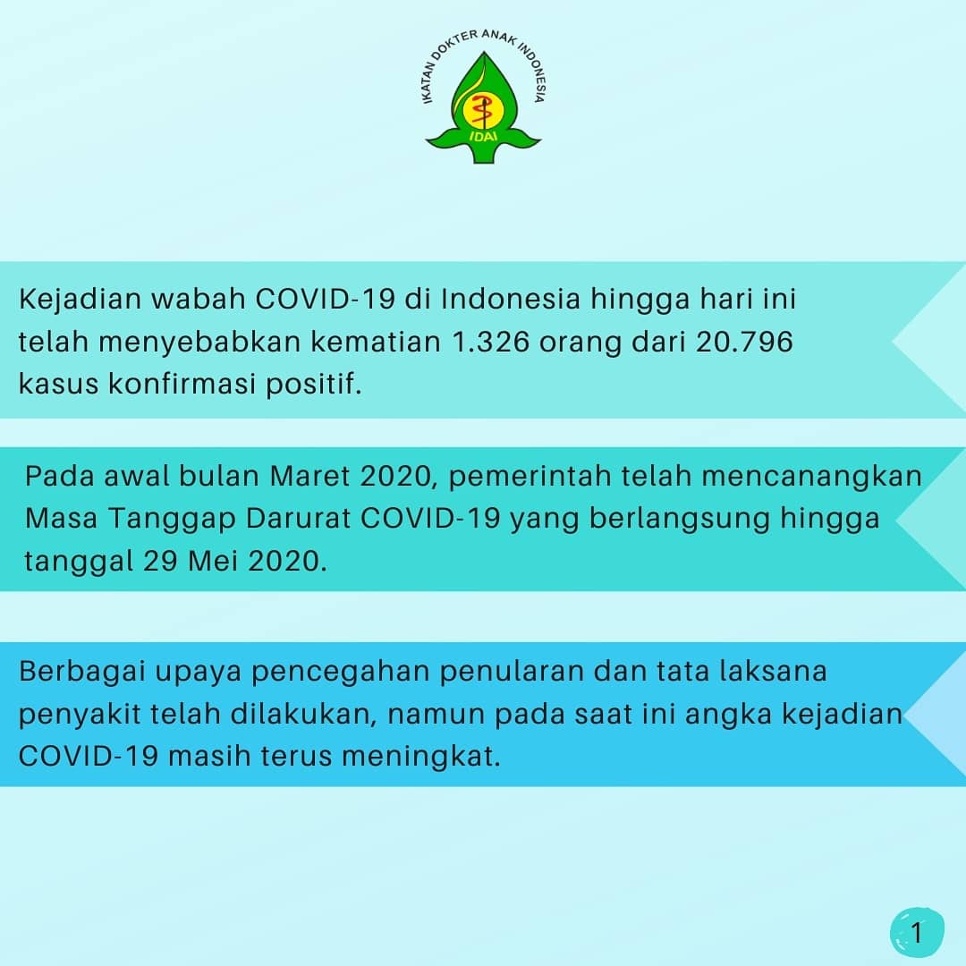 idai_tweets's tweet photo. Simak Anjuran Ikatan Dokter Anak Indonesia  Menjelang Akhir Masa Tanggap Darurat COVID-19 berikut. Baca selengkapnya dalam link di bio (1).
. 
.
.
.
#COVID19
#ChildrenSafety
#InfoCOVID19IDAI
#CoronaVirus
#DiRumahAja https://t.co/u4hwJnNSYB