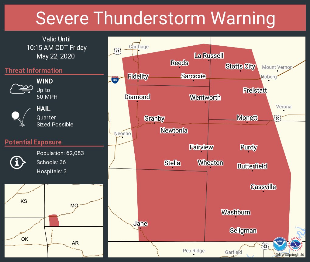 Severe Thunderstorm Warning including MO, Cassville MO, Granby