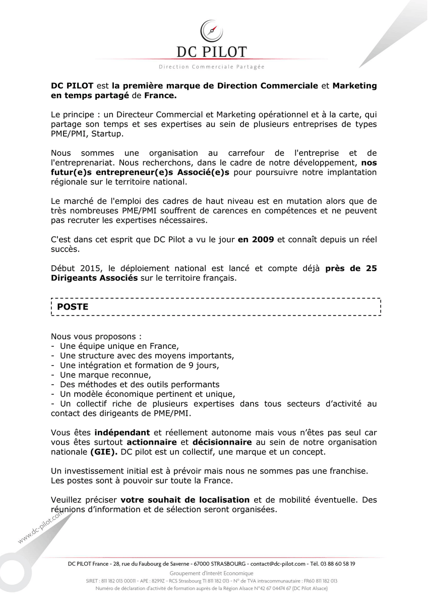 DCpilot_france's tweet photo. DC Pilot France recrute ses nouveaux Associés en région !
👇⚠️Pour postuler directement via le formulaire : https://t.co/3phI4bmnuz
#directioncommerciale #recrutements #entrepreneuriat #tempspartagé https://t.co/vcNa7981lZ