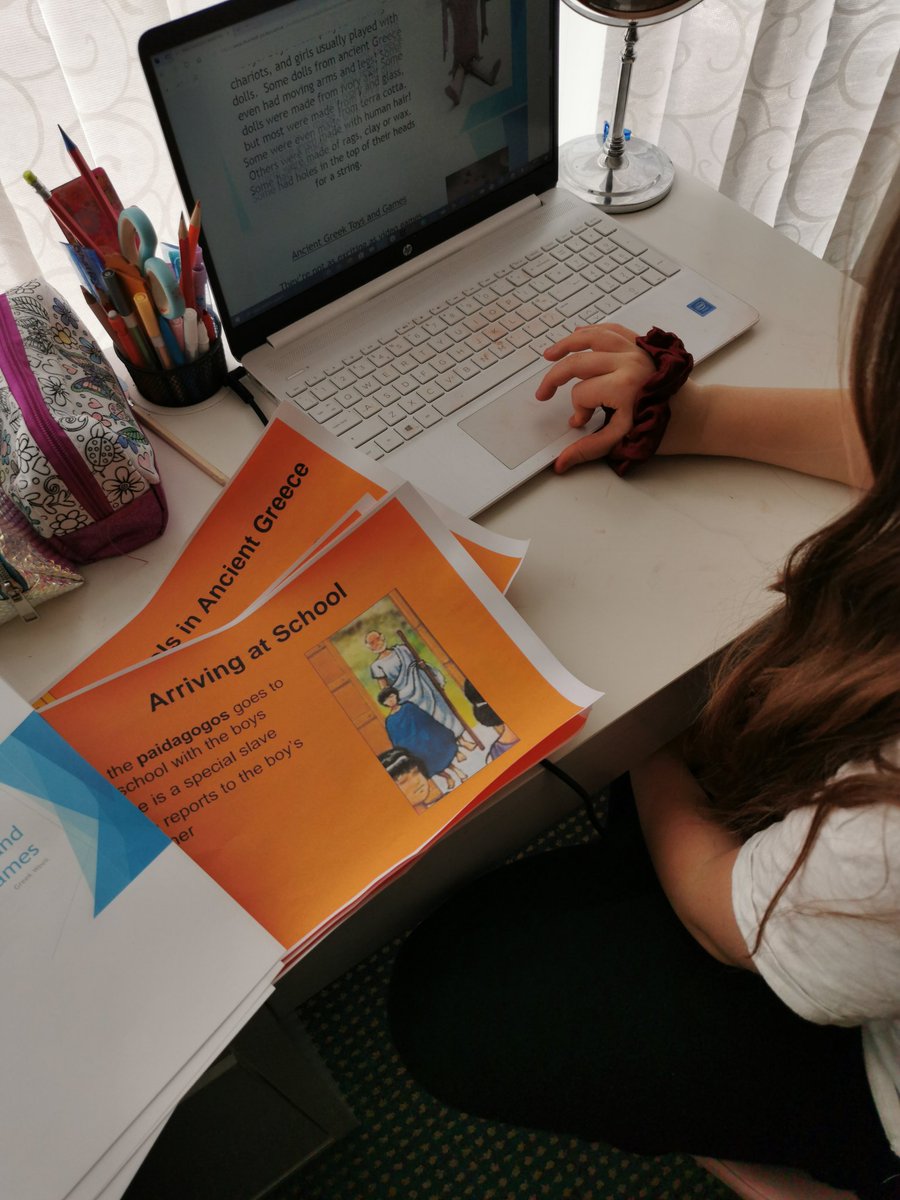 joann0208's tweet photo. @ChurchHillJS We've looked at Greek schooling and games (we also took a look at Zorba dance and plate smashing), we will play marbles over the weekend, Made a Medusa mask as well as hive test, still have some maths to do. https://t.co/TWclLQAO5X