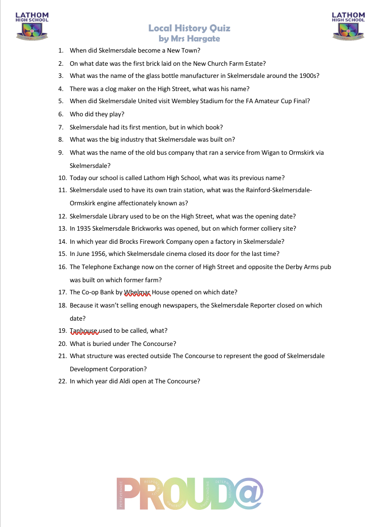 LathomHS's tweet photo. Here’s Mrs Galbraith’s final update of this half term. We hope you all enjoy the Bank Holiday Weekend and the half term week. Good Luck with the quiz! Take care and stay safe xx 🌈 https://t.co/pVJ4QxiAvq