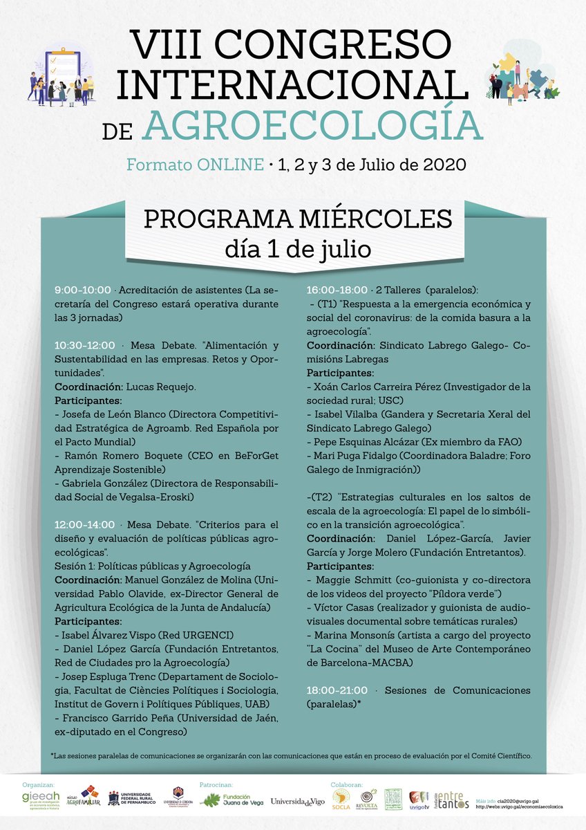 RevistaSABC's tweet photo. Ya está cerrado el programa del VIII Congreso Internacional de Agroecología (@uvigo), que será online.  
Más información e inscripciones: https://t.co/704nPkefXo https://t.co/XDz1MnyBLN