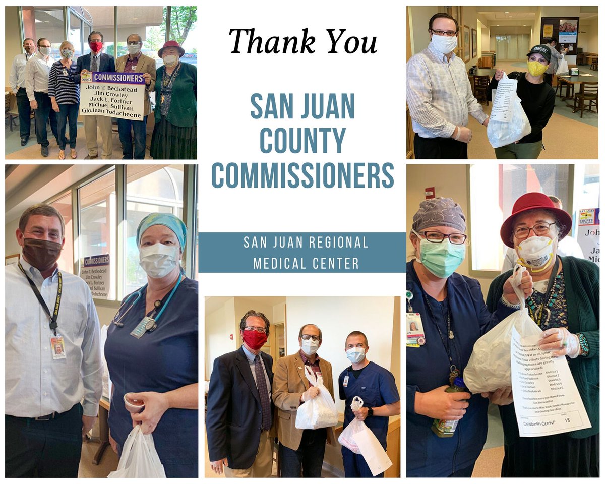 .<a href="/SanJuanRegional/">San Juan Regional</a> extends our gratitude to the <a href="/SanJuanCountyNM/">San Juan County NM</a> Commissioners who graciously provided breakfast burritos to our caregivers today to thank them for their efforts in these challenging times. 
#Gratitude #AllTogetherNM