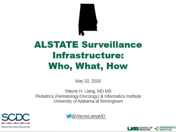 WayneLiangMD's tweet photo. Excited to be speaking on #informatics infrastructure for #ALSTATE, the #Alabama state-wide #sicklecell #publichealth #surveillance system led by our fearless leader @jkw4444!  @uabmedicine @InformaticsUAB  #informatics https://t.co/HzGGLSM69Y