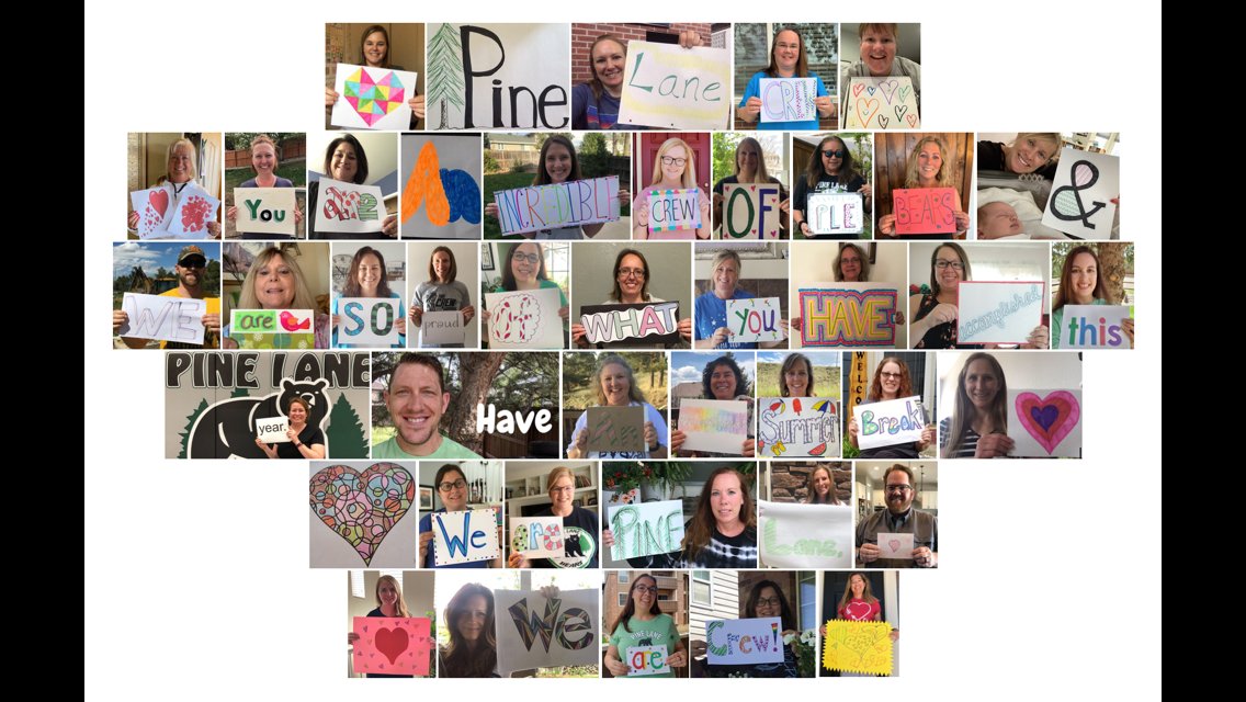 PineLanePLE's tweet photo. We miss you #PLECrew!  And will continue to miss you this summer!  If you missed our Drive-By Parade, enjoy this Virtual Tissue Wave! See if you can find your teacher.  Have a great summer! #PLERemoteLearning

https://t.co/RgT5SGTpZl https://t.co/oVN2bH1Doz