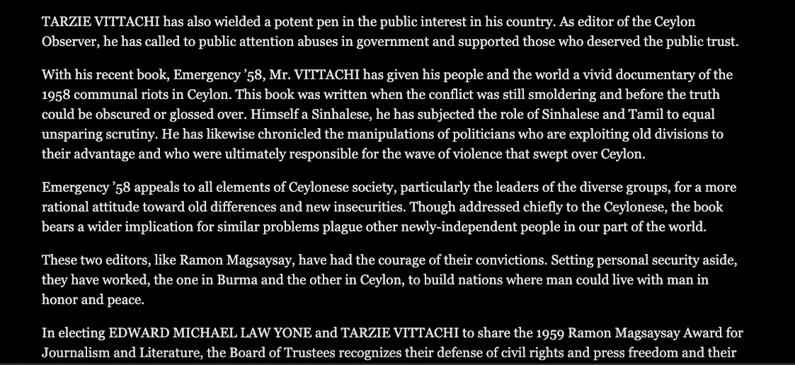 Part of the citation reads as follows "Emergency ’58 appeals to all elements of Ceylonese society, particularly the leaders of the diverse groups, for a more rational attitude toward old differences and new insecurities." This appeal fell on deaf ears & the rest is history (4/4)