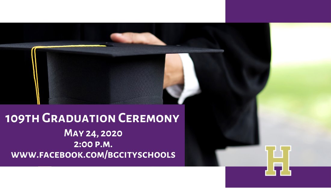 Bowling Green High School's 109th Graduation Ceremony is scheduled for 2:00 p.m. CT on Sunday, May 24th. View on Facebook: facebook.com/bgcityschools