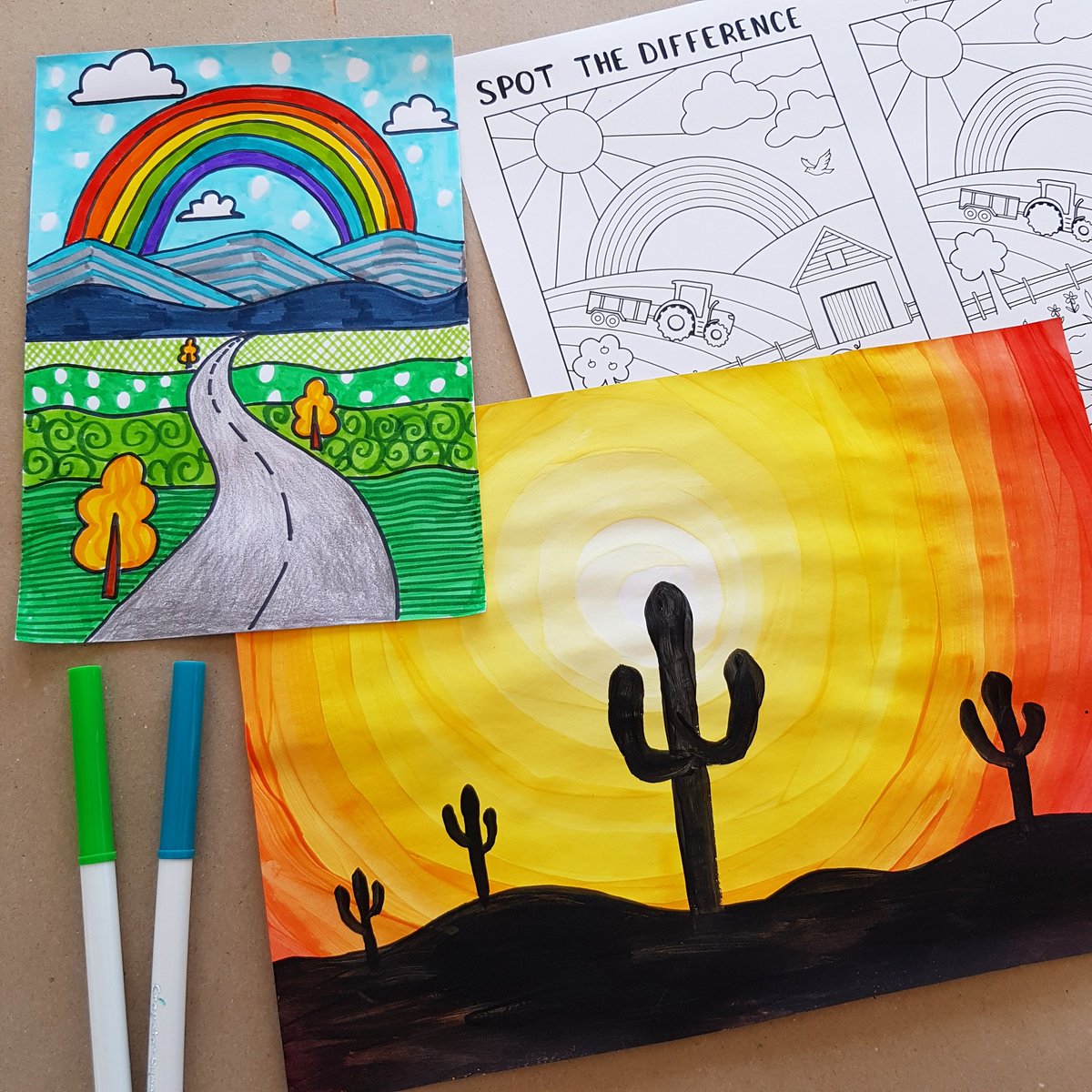 Our 'Creative Kids Membership' activities have a landscape theme this week. We use colour mixing and perspective techniques to create these beautiful pictures, plus there is a fun 'spot the difference' activity sheet!
🏜
#KidsCrafts #CreativeKids #KidsArtsAndCrafts #KidsArt