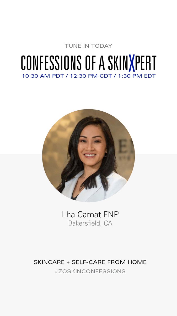zoskinhealth's tweet photo. Join us today on IG for a new episode of #ZOSKINCONFESSIONS with 2020 #ZOCrew member, Lha Camat FNP,  as she shares her at-home skincare and self-care tips! #ZOSKINTAKEOVER https://t.co/tSWlqPQk7H