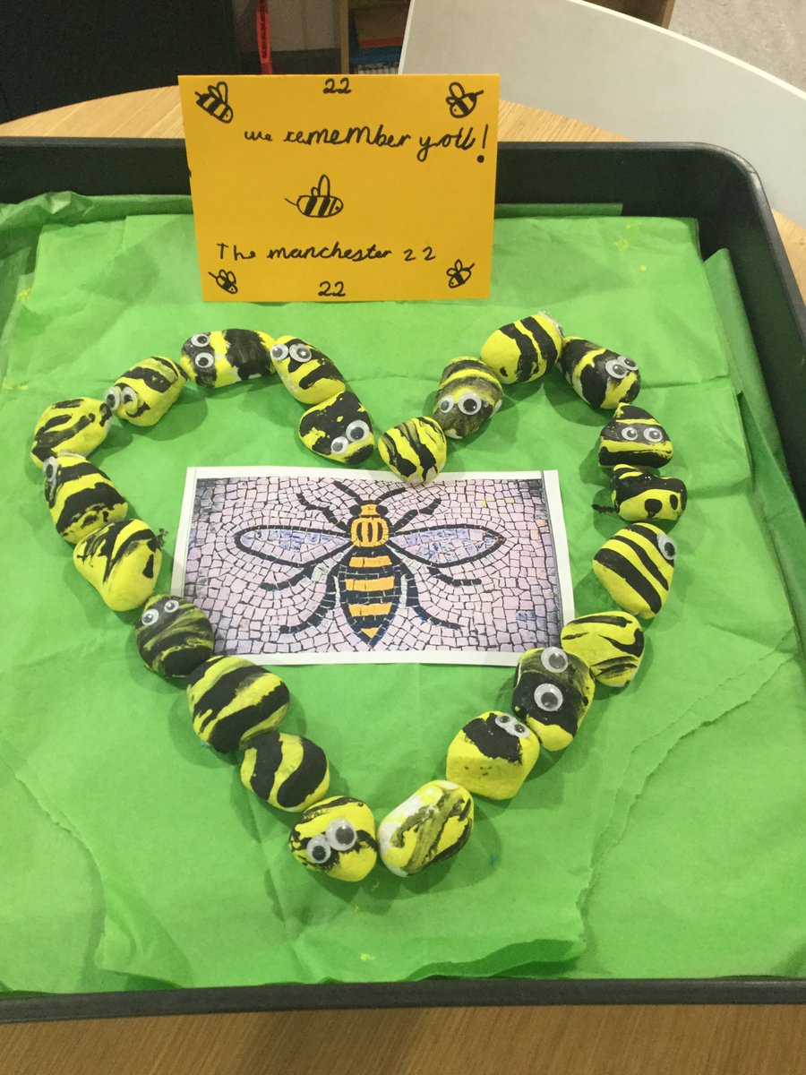 The EYFS/KS1 group created 22 bees this week to commiserate those who lost their lives in the Manchester attack. 🐝Acre Hall remember you 🐝 <a href="/AcreHall/">Acre Hall Primary School</a> @DunhamTrust <a href="/AHMrsMoore/">Reception - Mrs Jones</a>