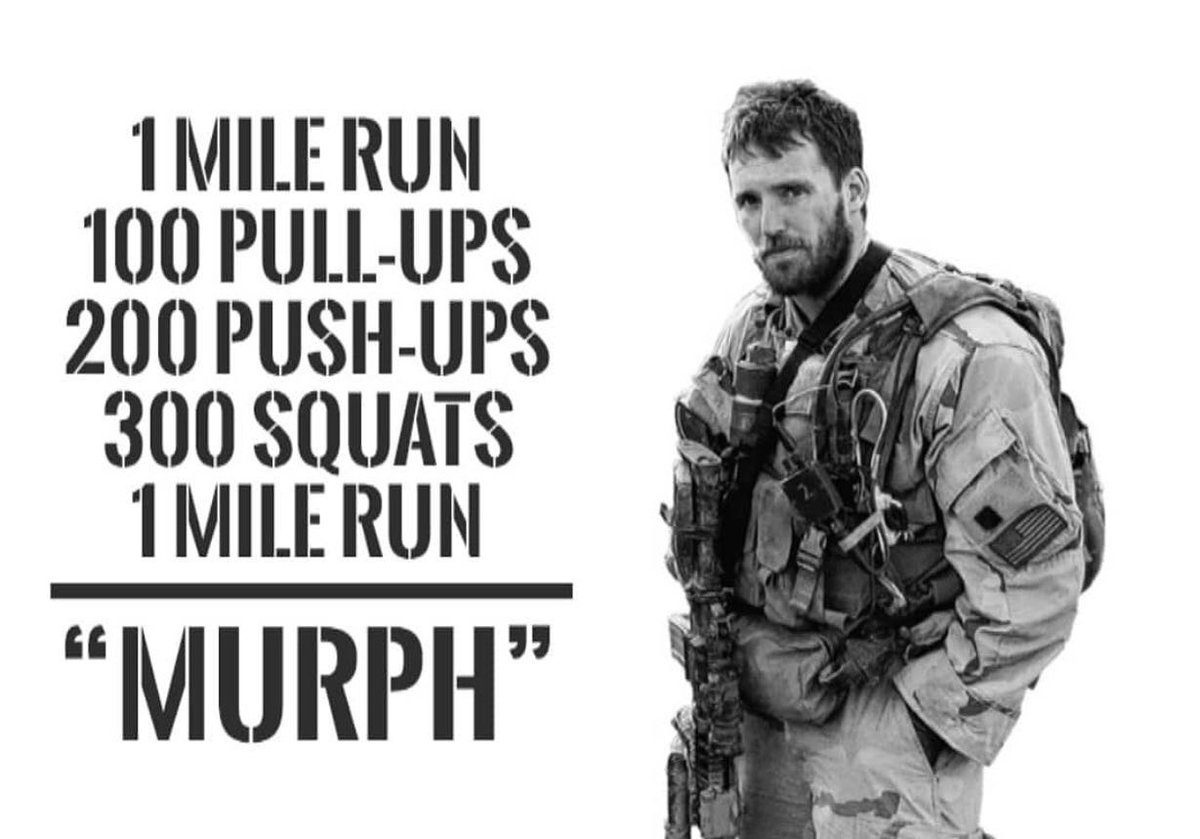 "The Murph" is celebrated annually in memory of Navy Lieutenant Michael Murphy, 29, of Patchogue, N.Y., who was killed in Afghanistan June 28th, 2005. If you take on "The Murph" this weekend let us know!  
#Murphchallenge  #MemorialDayWeekend  #CrossFit 
@CoachLockwood_