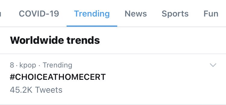 Is anyone else crying?  #CHOICEATHOMECERT has jumped up to #8 in the Worldwide trends!! 8 is only 7 places away from #1 