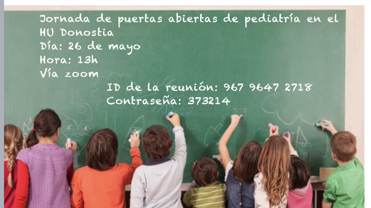 martatraba's tweet photo. Los residentes de pediatría del HU Donostia te invitamos el día 26 de mayo a las 13 horas a conectarte vía zoom con nosotros para contestar a todas las preguntas que quieras hacernos sobre nuestra especialidad y nuestro hospital. Anímate, te esperamos! #MIR2020Abierto https://t.co/Z56yhcQZWi