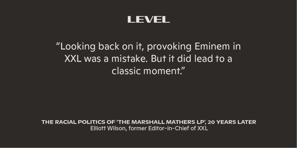 In 2000, credibility eluded most White rappers, especially after punchlines like Vanilla Ice and Mark “Marky Mark” Wahlberg.Before the Marshall Mathers LP, XXL took a mocking editorial stance against the rapper, which prompted an on-wax retaliation.  http://read.medium.com/IDq888v 